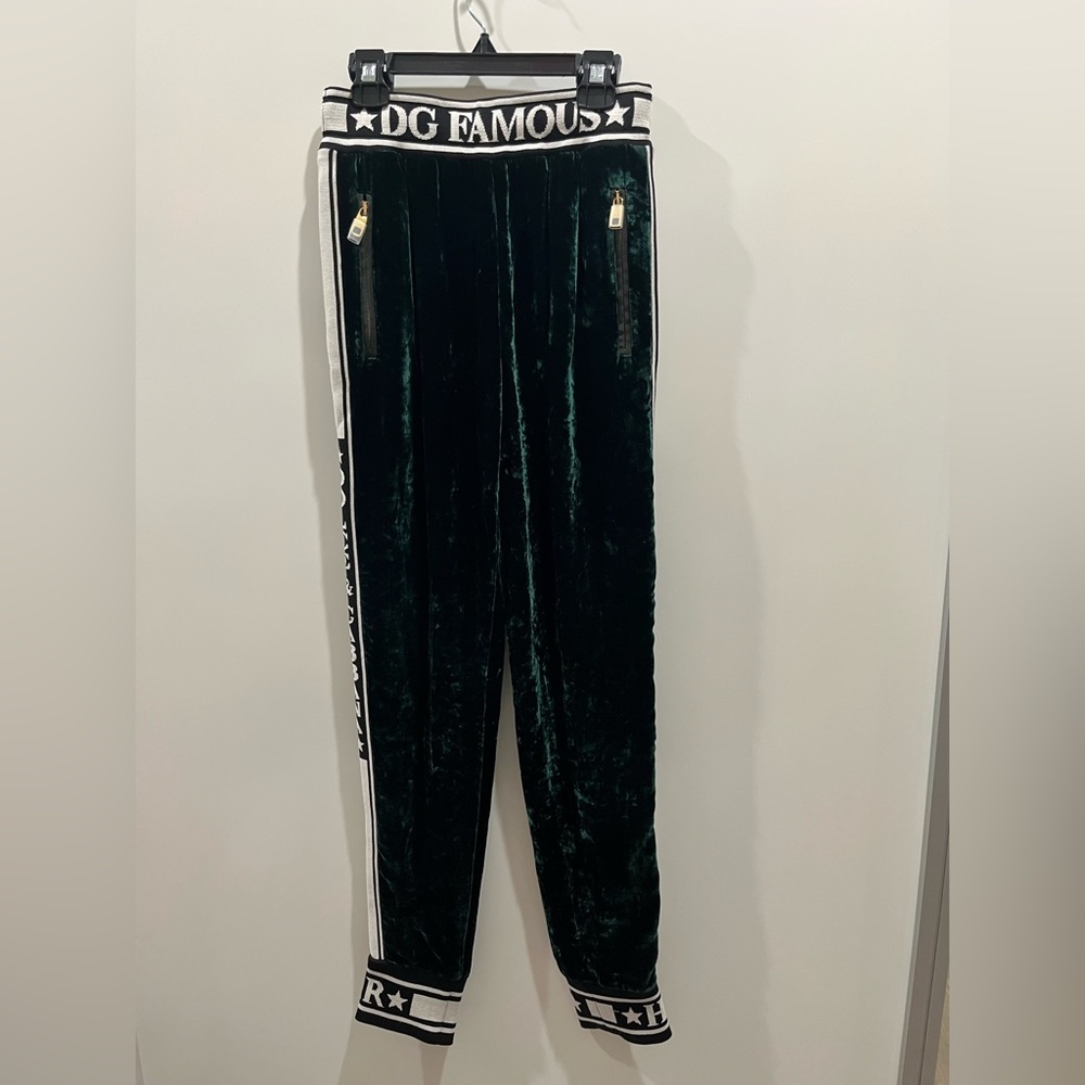 Dolce & Gabaana dark green velvet casual pants. Size is us 0